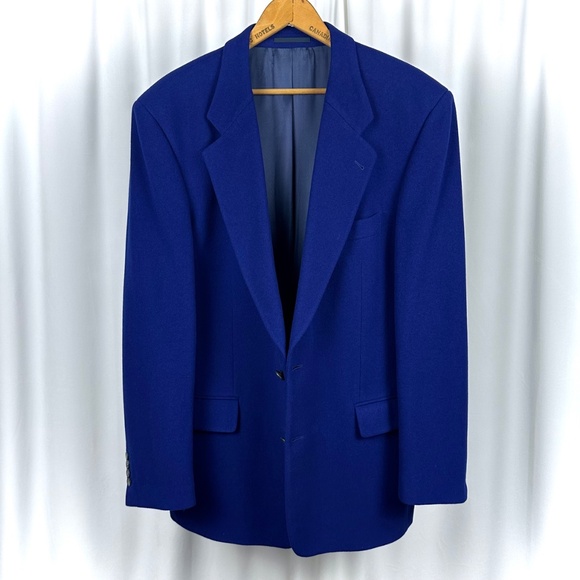 Vintage 1990's ‘BOSS by Hugo Boss' Wool Cashmere Peacoat in Cobalt Blue • Medium - Picture 3 of 11